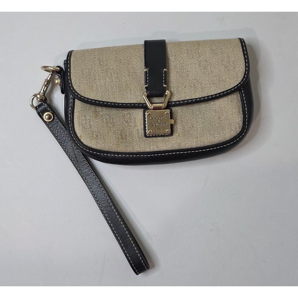 Dooney & Bourke Signature Canvas Leather Flap Lock Wristlet